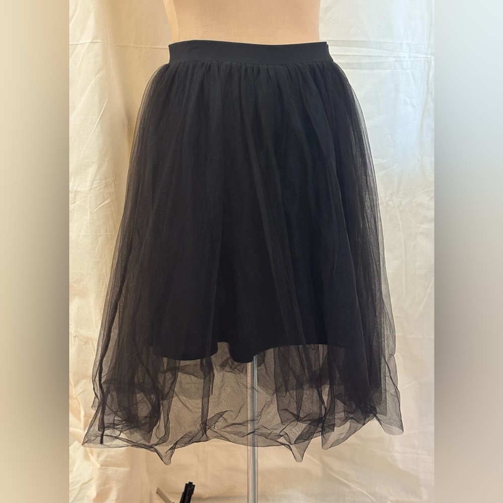 Pink Martini Black Tulle Midi Skirt